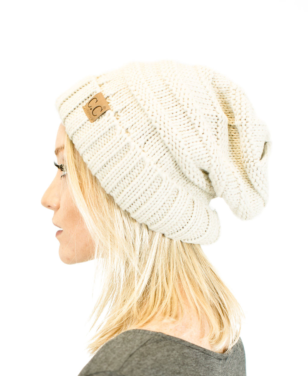 Unisex Solid Oversized Slouchy Knit Beanie