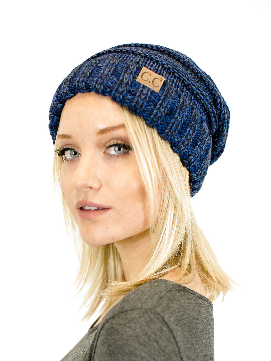 Unisex Solid Oversized Slouchy Knit Beanie