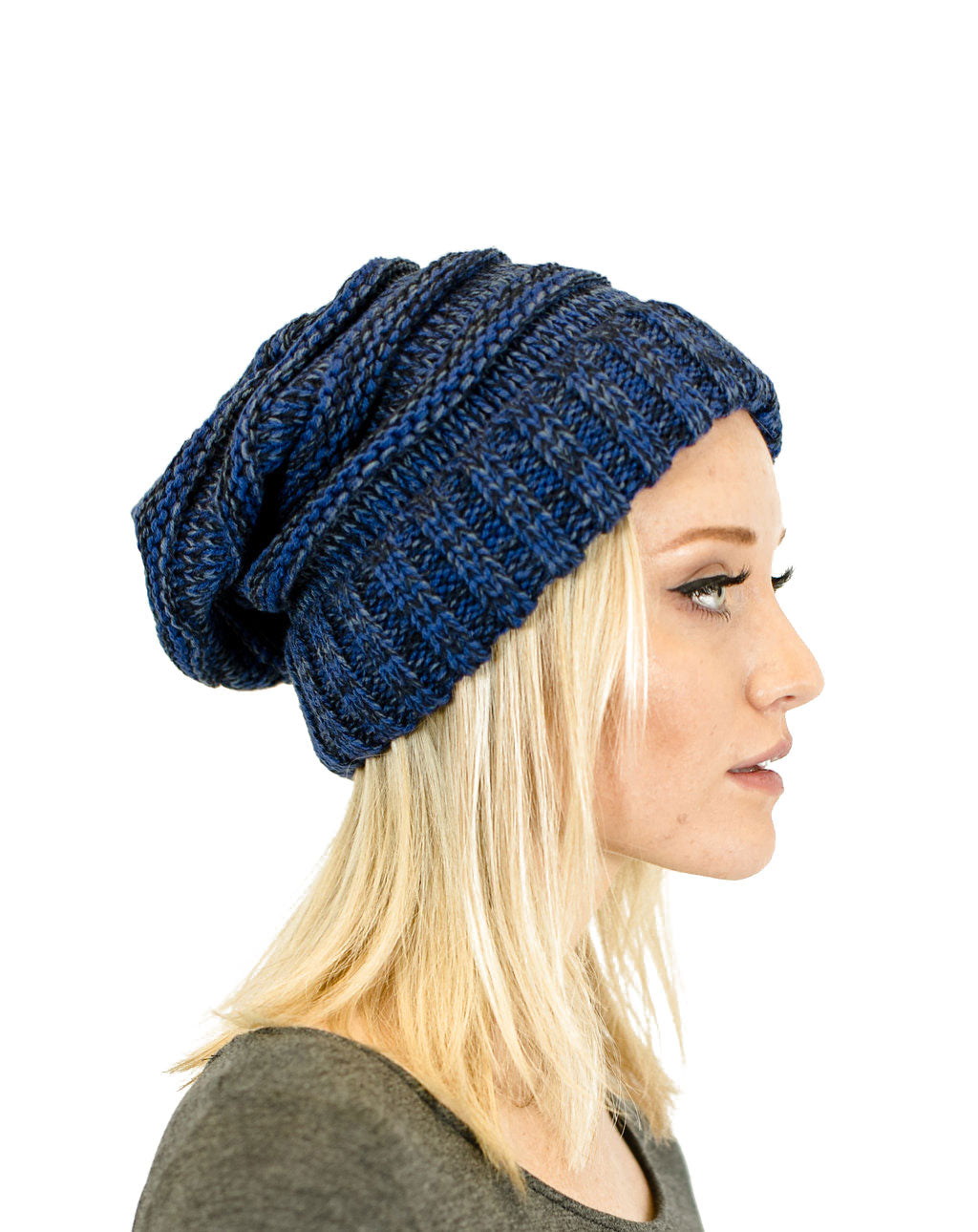 C.C. Unisex Two Toned Mix Knit Oversized Slouchy Beanie - Beanies Hats