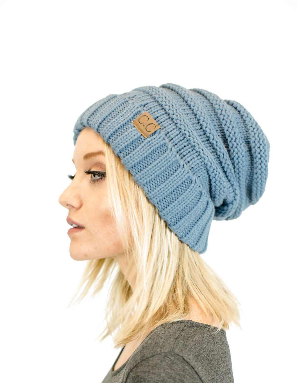 Unisex Solid Oversized Slouchy Knit Beanie
