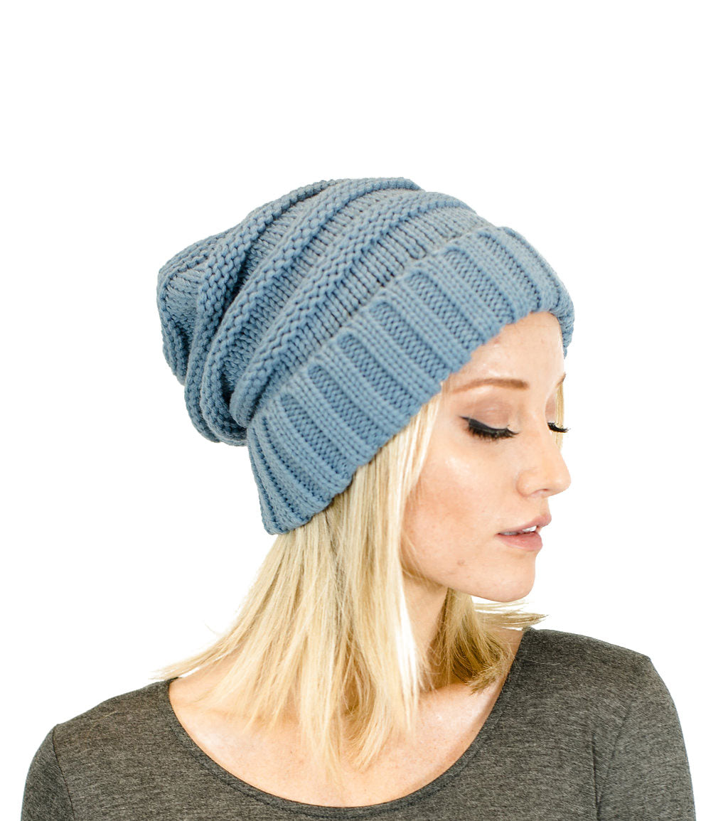 Unisex Solid Oversized Slouchy Knit Beanie