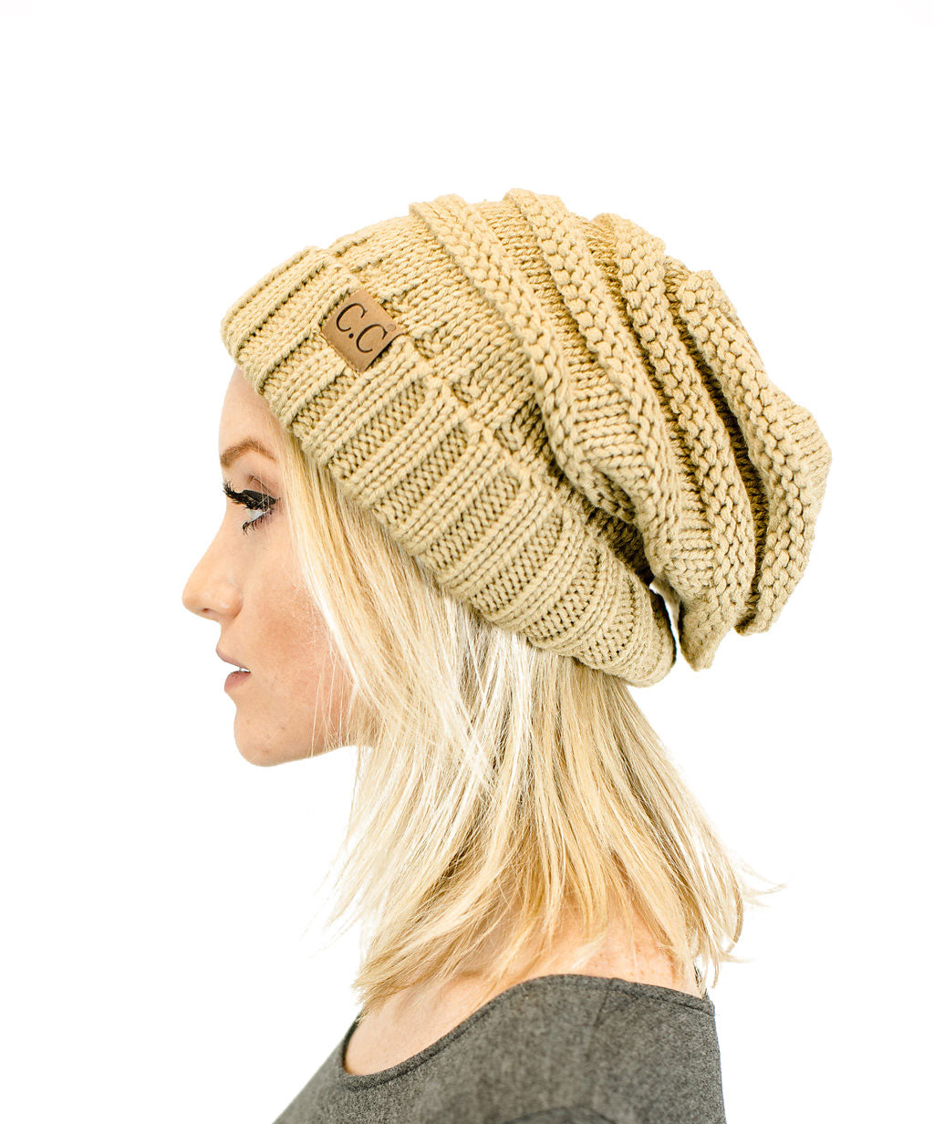 Unisex Solid Oversized Slouchy Knit Beanie