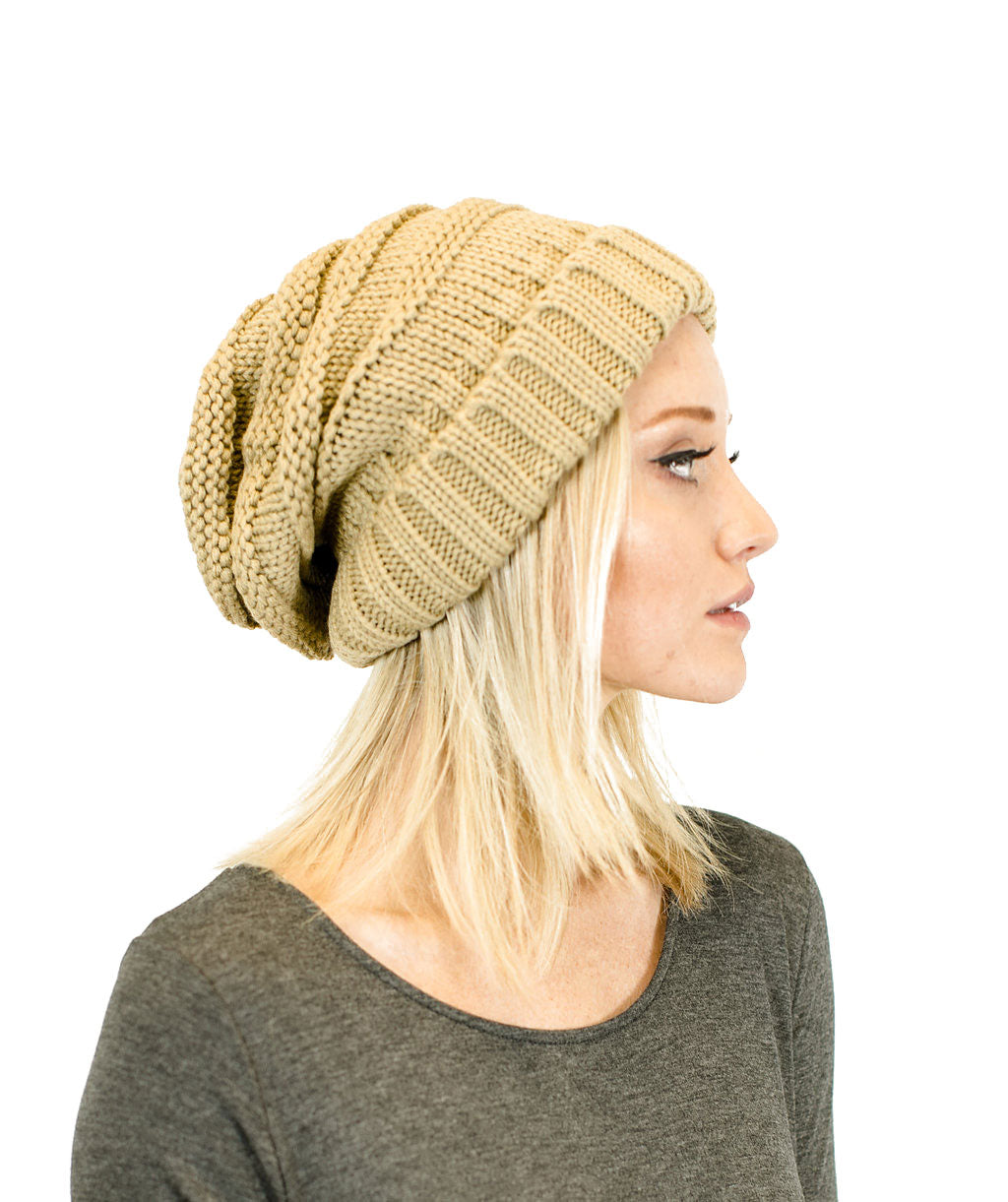 Unisex Solid Oversized Slouchy Knit Beanie