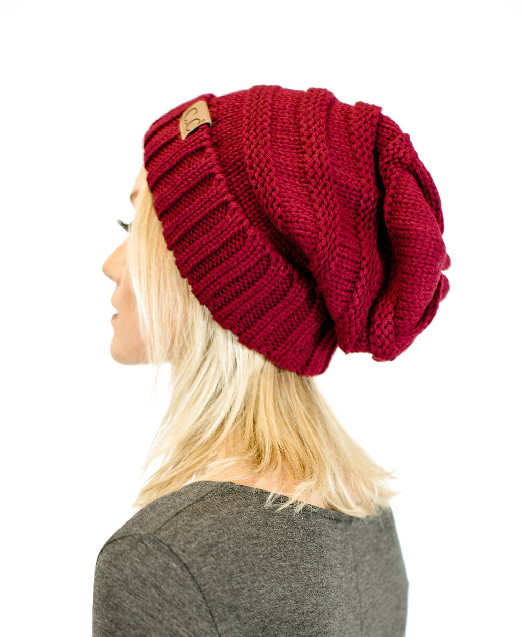 Unisex Solid Oversized Slouchy Knit Beanie