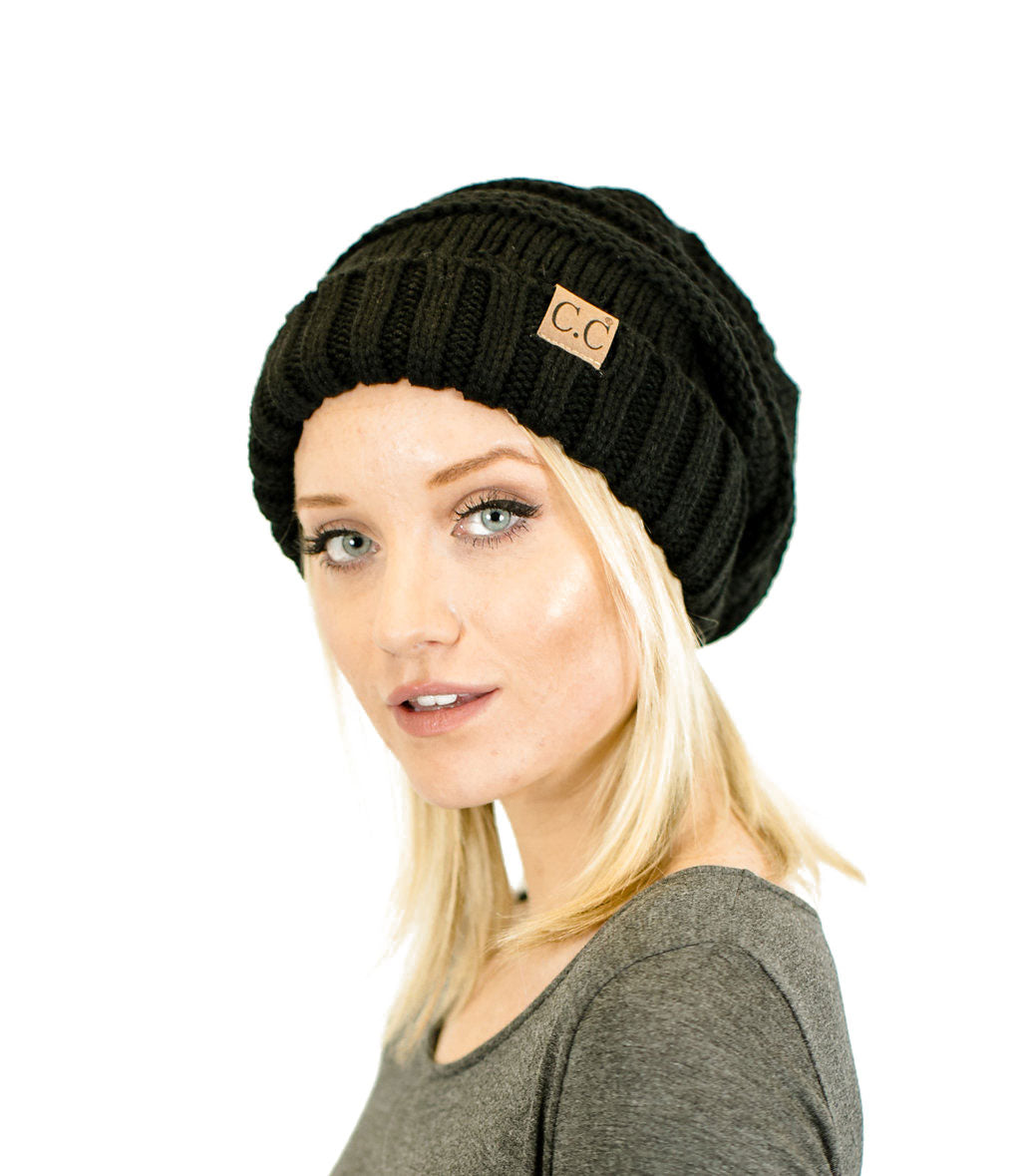 Unisex Solid Oversized Slouchy Knit Beanie