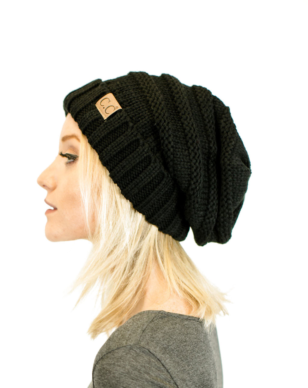 Unisex Solid Oversized Slouchy Knit Beanie