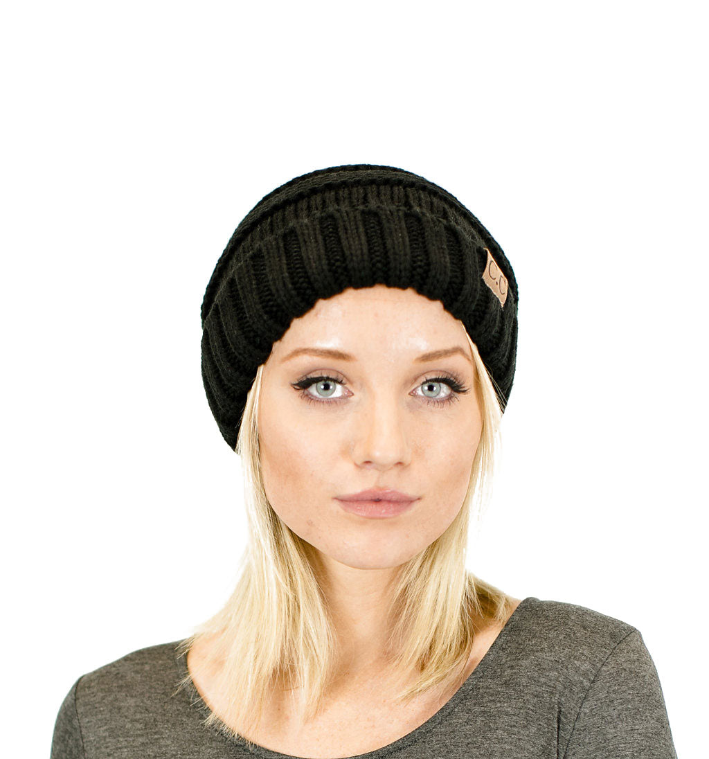 Unisex Solid Oversized Slouchy Knit Beanie