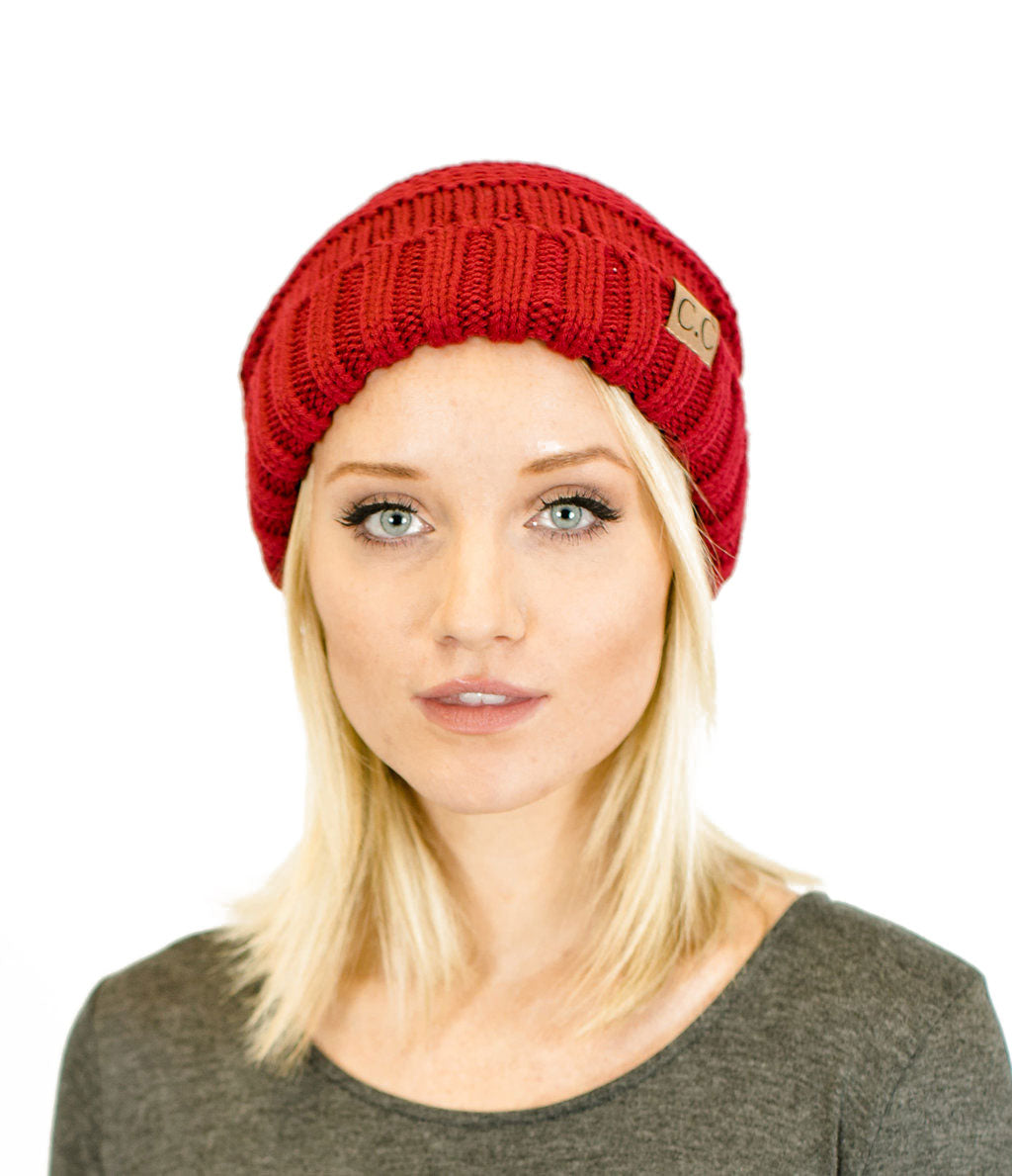 Unisex Solid Oversized Slouchy Knit Beanie