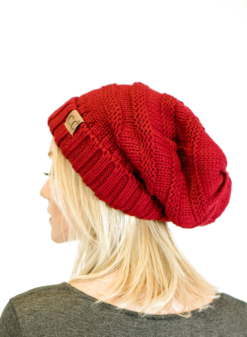 Unisex Solid Oversized Slouchy Knit Beanie