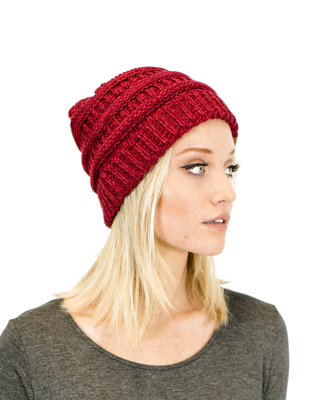 C.C. Two-Toned Unisex Soft Stretch Knit Slouchy Skull Beanie - Beanies Hats