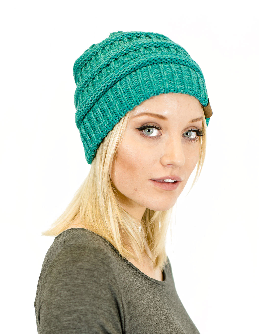 C.C. Two-Toned Unisex Soft Stretch Knit Slouchy Skull Beanie - Beanies Hats