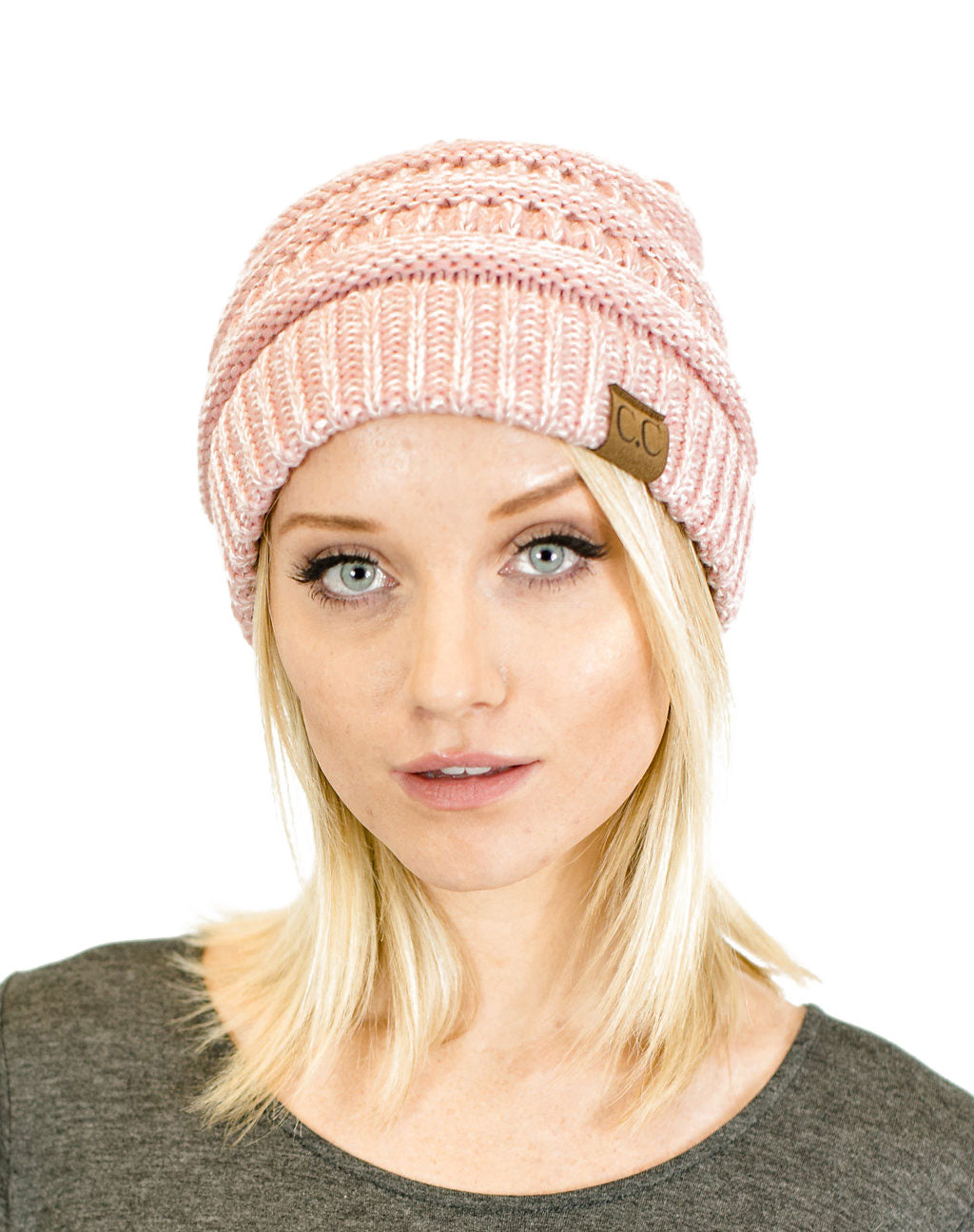 C.C. Two-Toned Unisex Soft Stretch Knit Slouchy Skull Beanie - Beanies Hats