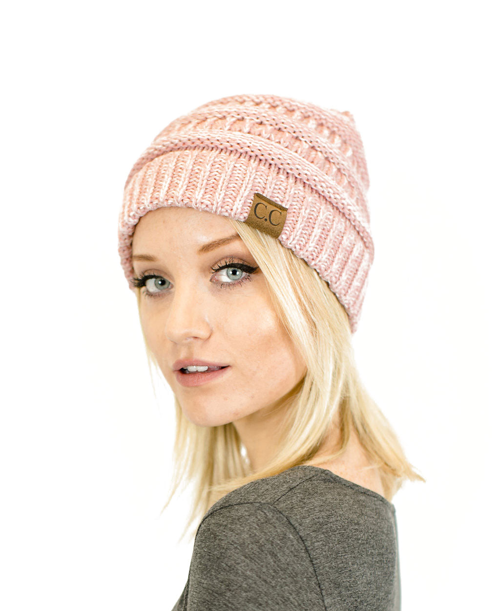 C.C. Two-Toned Unisex Soft Stretch Knit Slouchy Skull Beanie - Beanies Hats