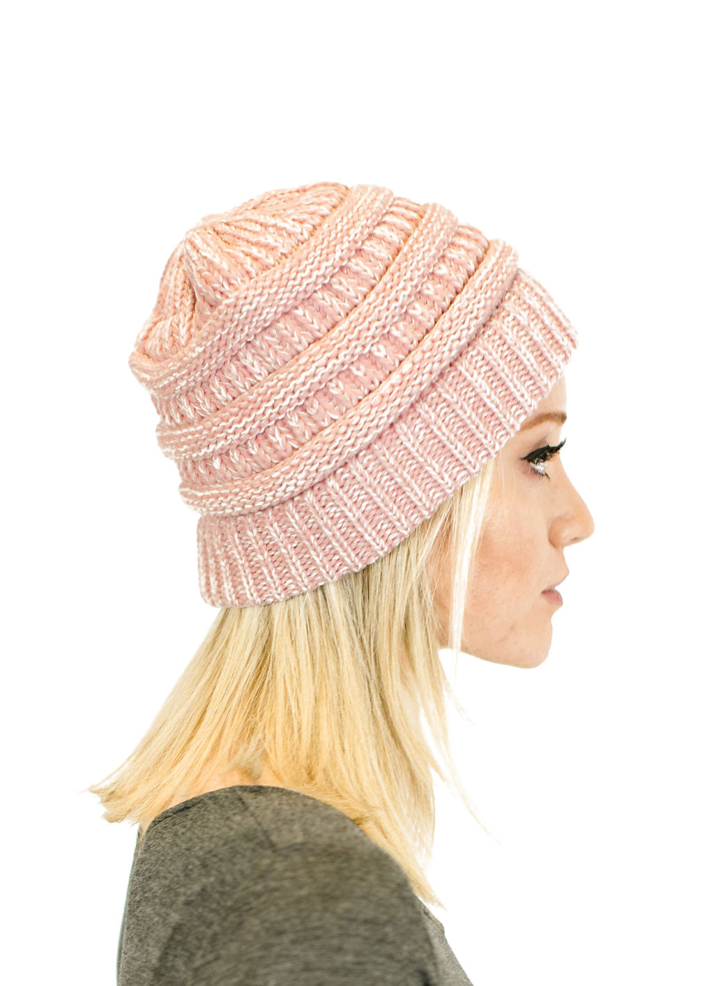 C.C. Two-Toned Unisex Soft Stretch Knit Slouchy Skull Beanie - Beanies Hats