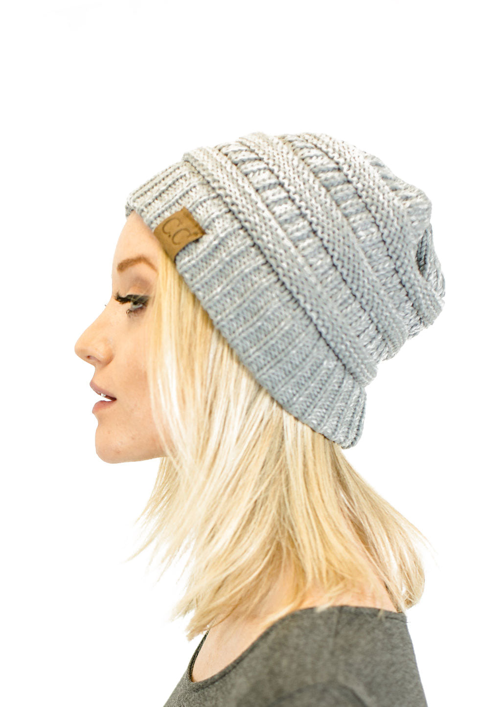 C.C. Two-Toned Unisex Soft Stretch Knit Slouchy Skull Beanie - Beanies Hats