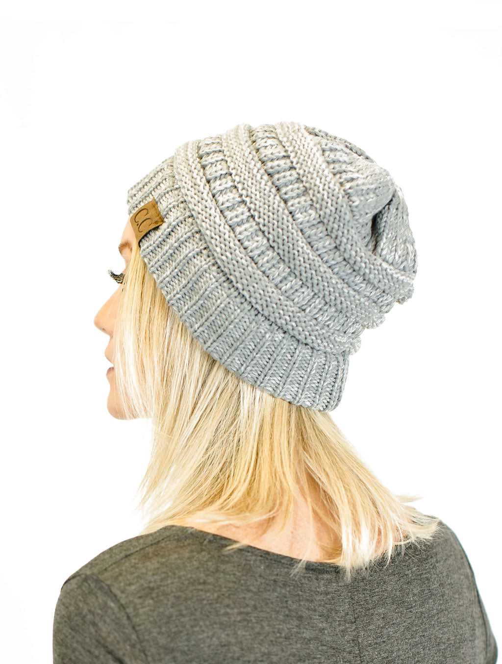C.C. Two-Toned Unisex Soft Stretch Knit Slouchy Skull Beanie - Beanies Hats