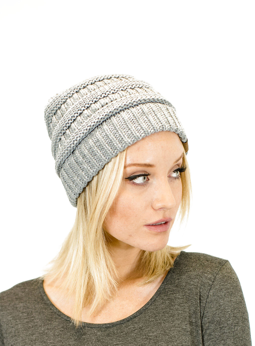 C.C. Two-Toned Unisex Soft Stretch Knit Slouchy Skull Beanie - Beanies Hats