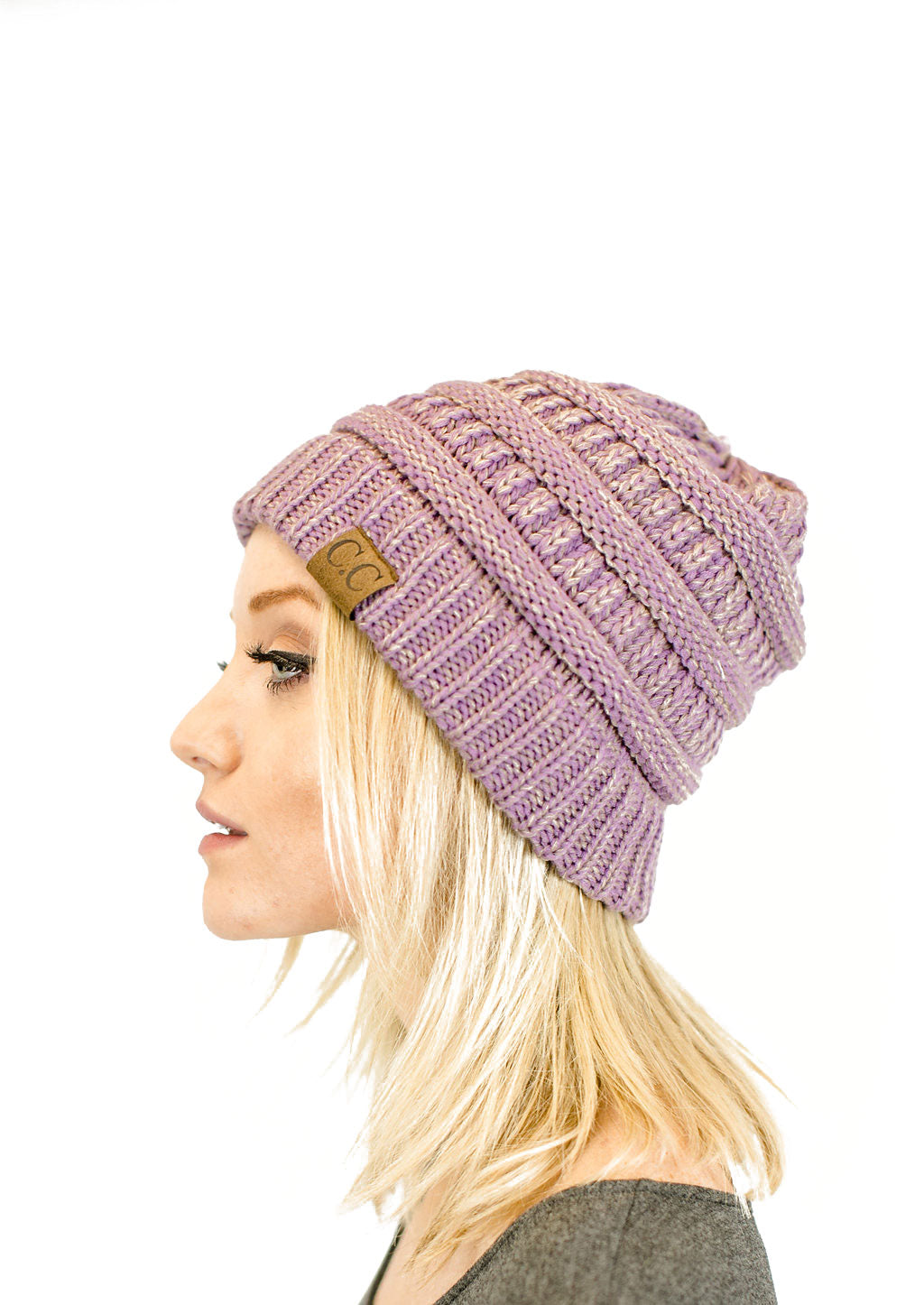 C.C. Two-Toned Unisex Soft Stretch Knit Slouchy Skull Beanie - Beanies Hats
