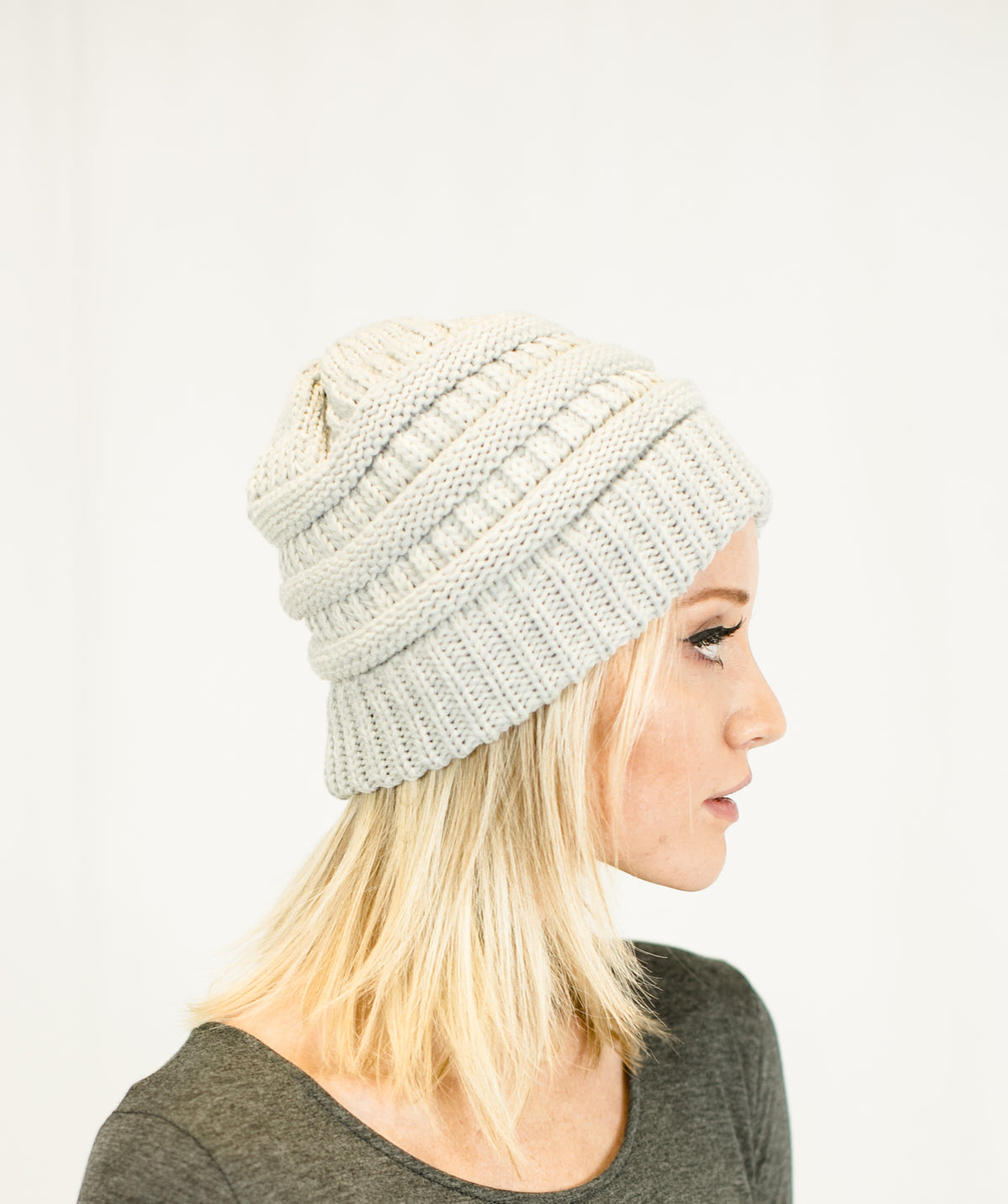 C.C. Two-Toned Unisex Soft Stretch Knit Slouchy Skull Beanie - Beanies Hats