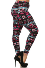 Niobe Clothing Pink Multi Hearts Design Plus Size Leggings - leggings