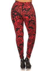 Niobe Clothing Red Baroque Me Design Plus Size Leggings - leggings