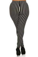 Pinstripe Design Leggings Plus Size leggings- Niobe Clothing