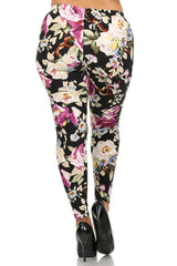 Niobe Clothing Black Rose Design Plus Size Leggings - leggings