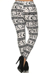 Niobe Clothing Plus Size Fashion Tribal Leggings (Black/White) - leggings