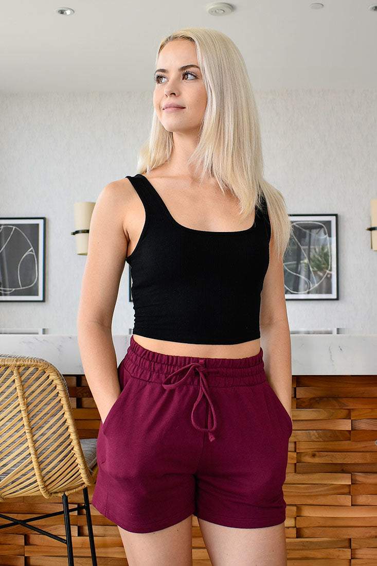 Zenana French Terry Drawstring Waist Shorts - Shorts sb_bottoms