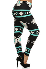 Niobe Clothing Mint Aztec Design Leggings - leggings