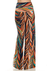 Niobe Clothing High Waist Fold Over Wide Leg Gaucho Palazzo Pants (Tropical Orange) - pants