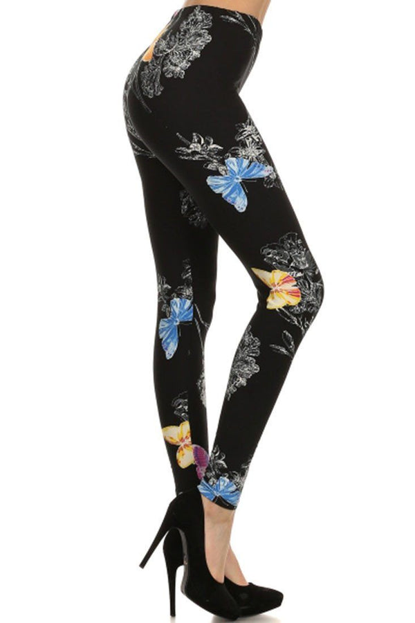 Vibrant Butterfly Design Leggings leggings- Niobe Clothing