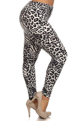 Niobe Clothing Grey Leopard Tiger Design Plus Size Leggings - leggings