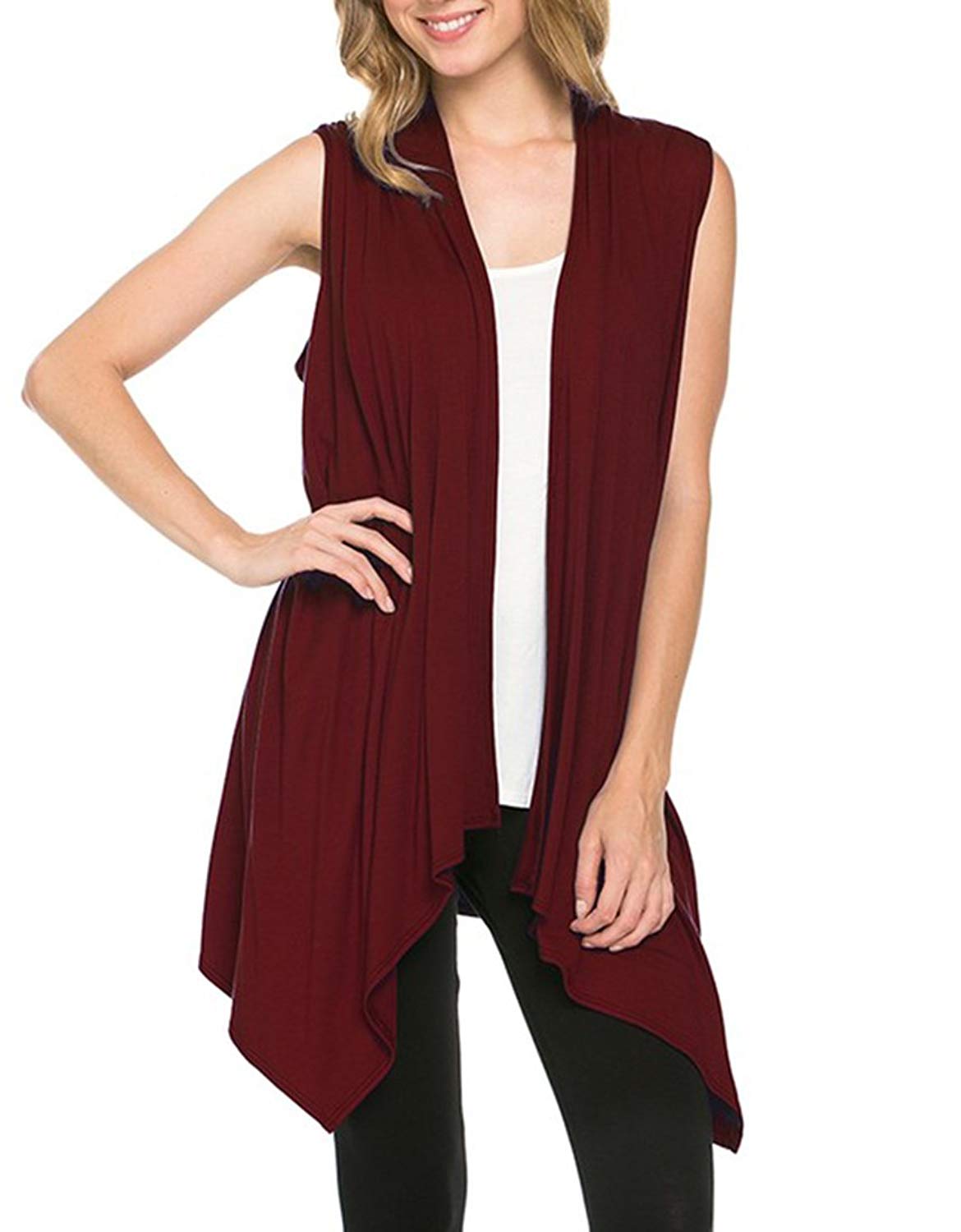 Niobe Clothing Sleeveless Asymmetric Hem Cardigan - f_outerwear
