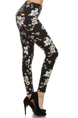 Niobe Clothing Pastel Floral Graphic Print Lined Leggings - leggings
