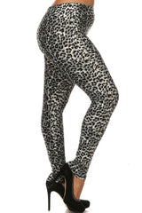 Niobe Clothing Grey Cheetah Animal Design Plus Size Leggings - leggings