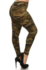 Army Design Plus Size Leggings leggings- Niobe Clothing