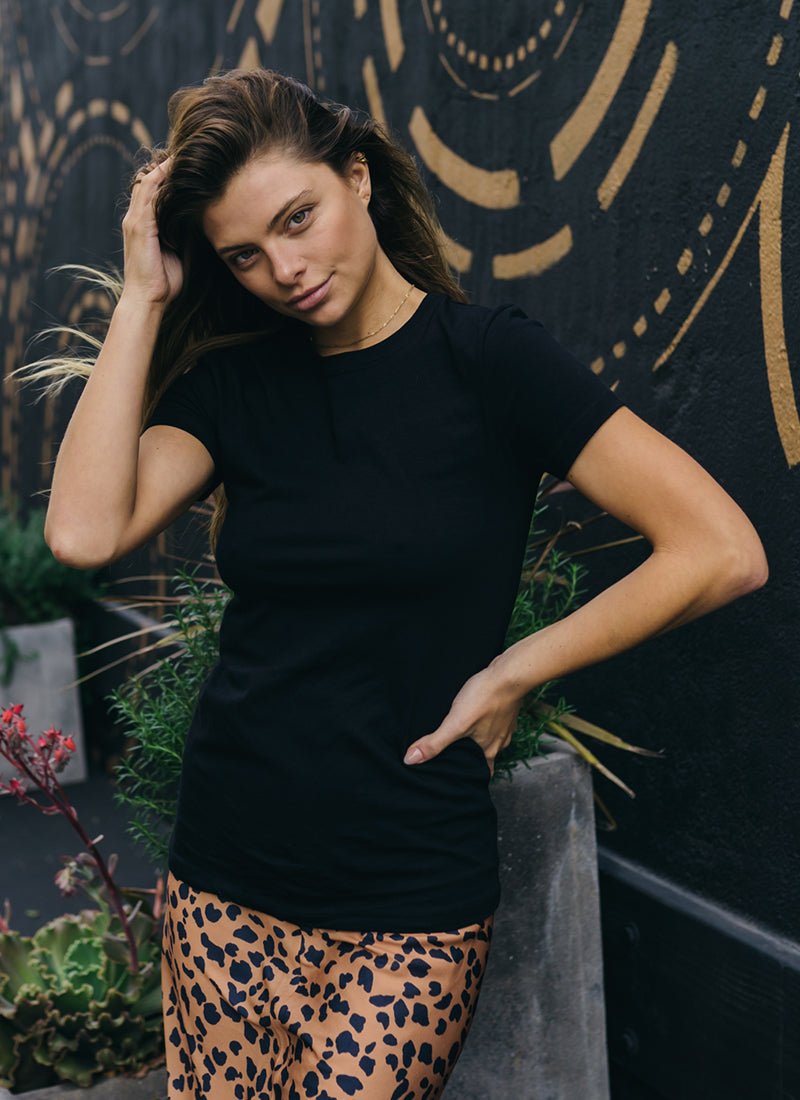 Zenana Cotton Crew Neck Short Sleeve Long Tee Shirt - T-Shirts sb_tops