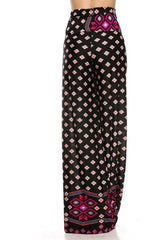 High Waist Foldover Boho Palazzo Pants (Pink Topaz Diamond) pants- Niobe Clothing