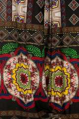 Niobe Clothing High Waist Foldover Boho Palazzo Pants (Tribal Aztec) - pants