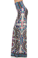 Niobe Clothing High Waist Fold Over Wide Leg Palazzo Pants (Desaturation) - pants
