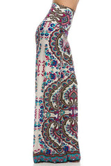 Niobe Clothing High Waist Fold Over Wide Leg Palazzo Pants (Desaturation) - pants