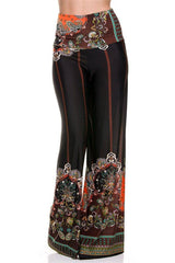 Niobe Clothing High Waist Foldover Boho Palazzo Pants (Rust) - pants