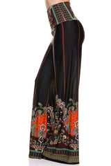 Niobe Clothing High Waist Foldover Boho Palazzo Pants (Rust) - pants
