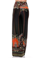 Niobe Clothing High Waist Foldover Boho Palazzo Pants (Rust) - pants