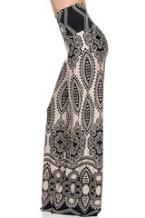 Niobe Clothing High Waist Foldover Boho Palazzo Pants (Black White Geo) - pants