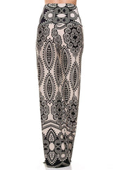 Niobe Clothing High Waist Foldover Boho Palazzo Pants (Black White Geo) - pants