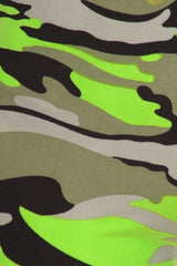 Niobe Clothing Neon Green Camo Graphic Print Lined Leggings - leggings