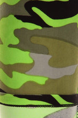 Niobe Clothing Neon Green Camo Graphic Print Lined Leggings - leggings