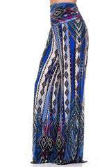 Niobe Clothing High Waist Foldover Boho Palazzo Pants (Royal) - pants
